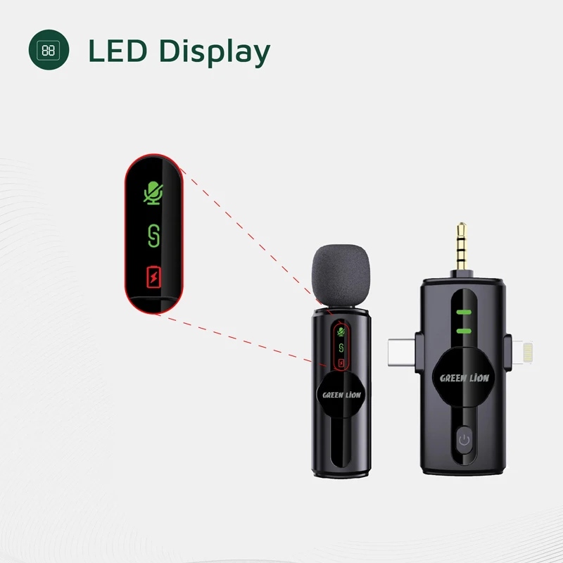 میکروفن بی سیم گرین لاین مدل GM-79X با درگاه اتصال USB-C/لایتنینگ/AUX