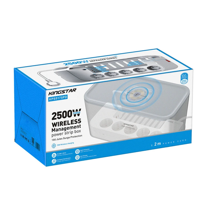 چندراهی برق کینگ استار مدل KPS5175PD با ۵ خروجی و طول کابل ۲ متر