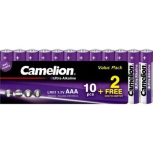 باتری نیم قلمی کملیون مدل ultra alkaline 10+2 بسته 12 عددی